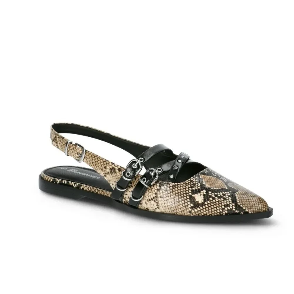 Women's Strappy Dressy Snakeskin Flats Shoes Size 9